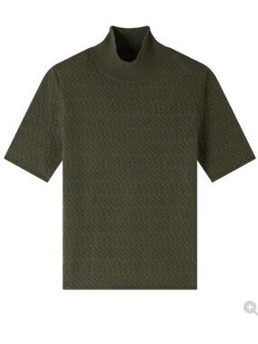 A.P.C. WISTERIA SHORT SLEEVE SWEATER IN KHAKI SIZE SMALL
